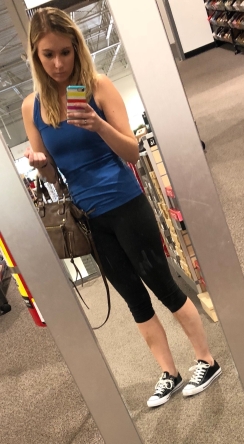 Trying on shoes a few weeks ago